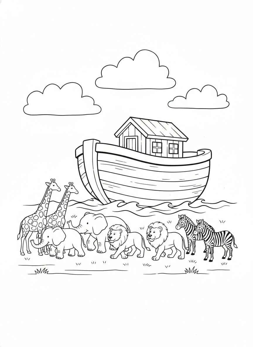 Desenho para colorir: a Arca de Noé