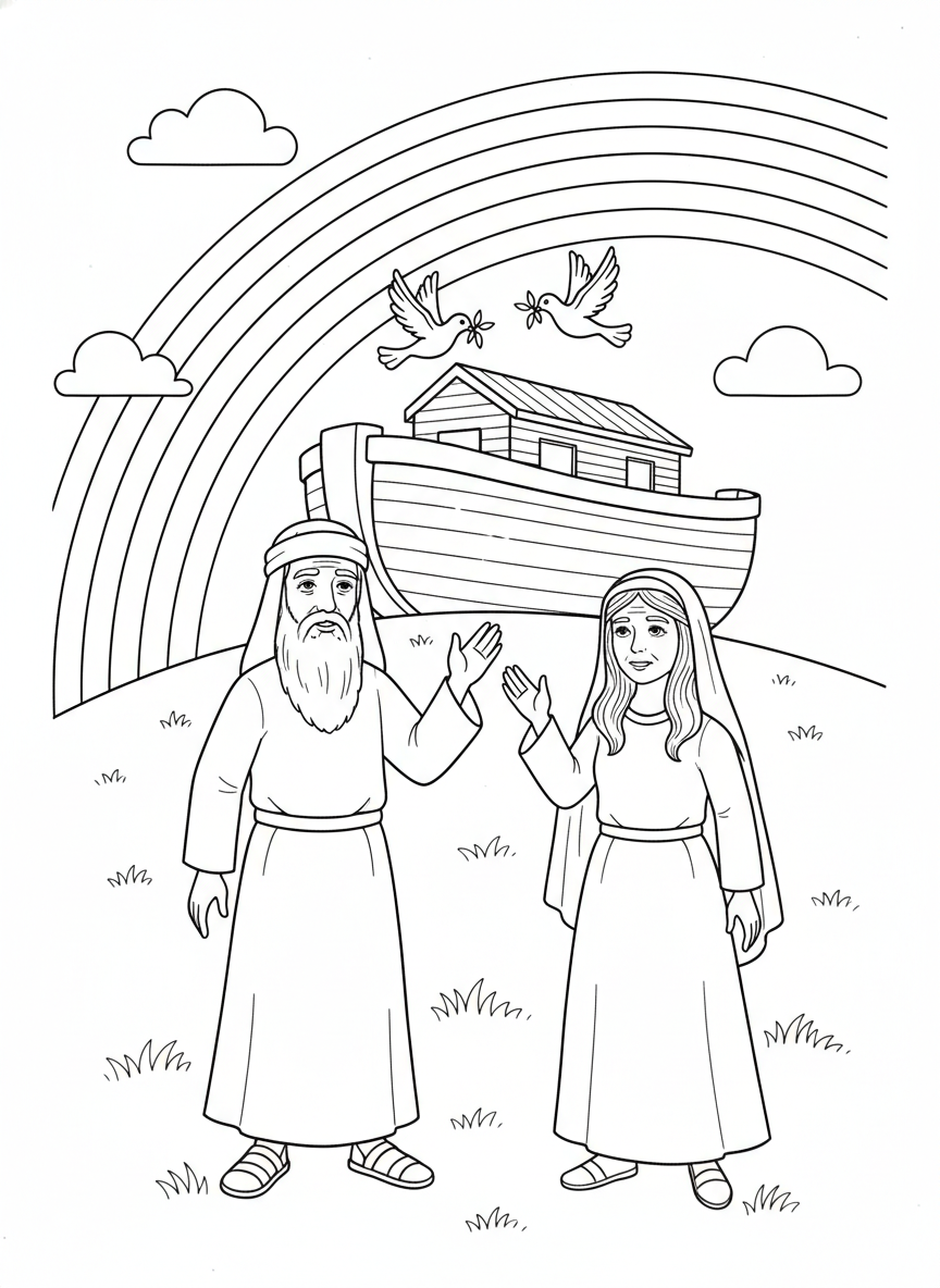 Desenho para colorir: o arco-íris da aliança