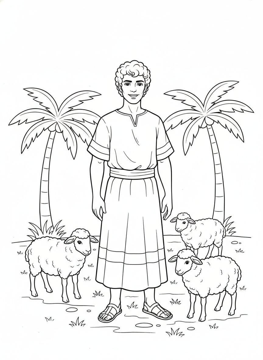 Desenho para colorir: José e a túnica de cores