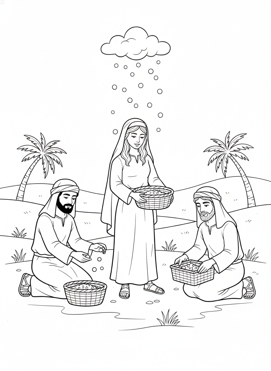 Desenho para colorir: o maná do céu