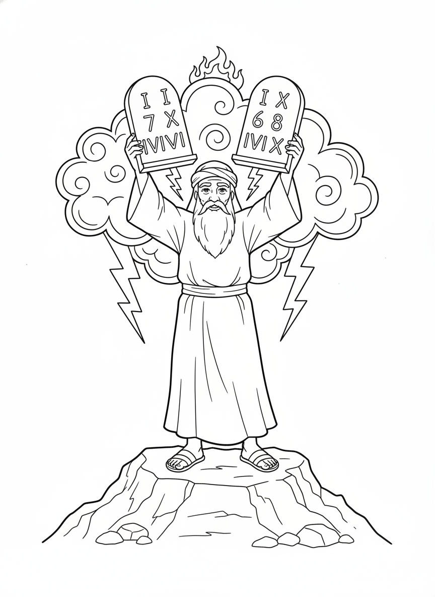 Desenho para colorir: os Dez Mandamentos