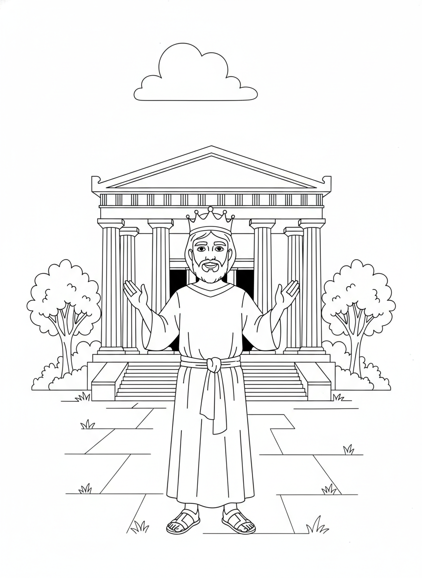 Desenho para colorir: Salomão e o templo