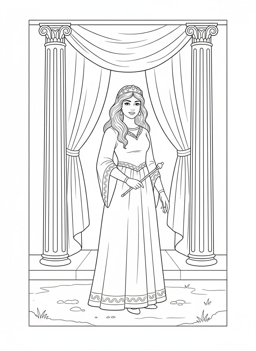 Desenho para colorir: a rainha Ester