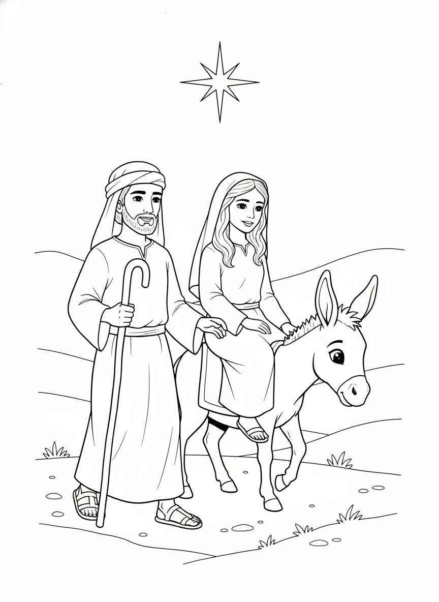 Desenho para colorir: a viagem para Belém