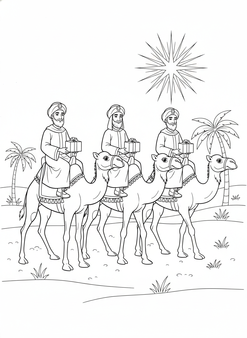 Desenho para colorir: os Reis Magos