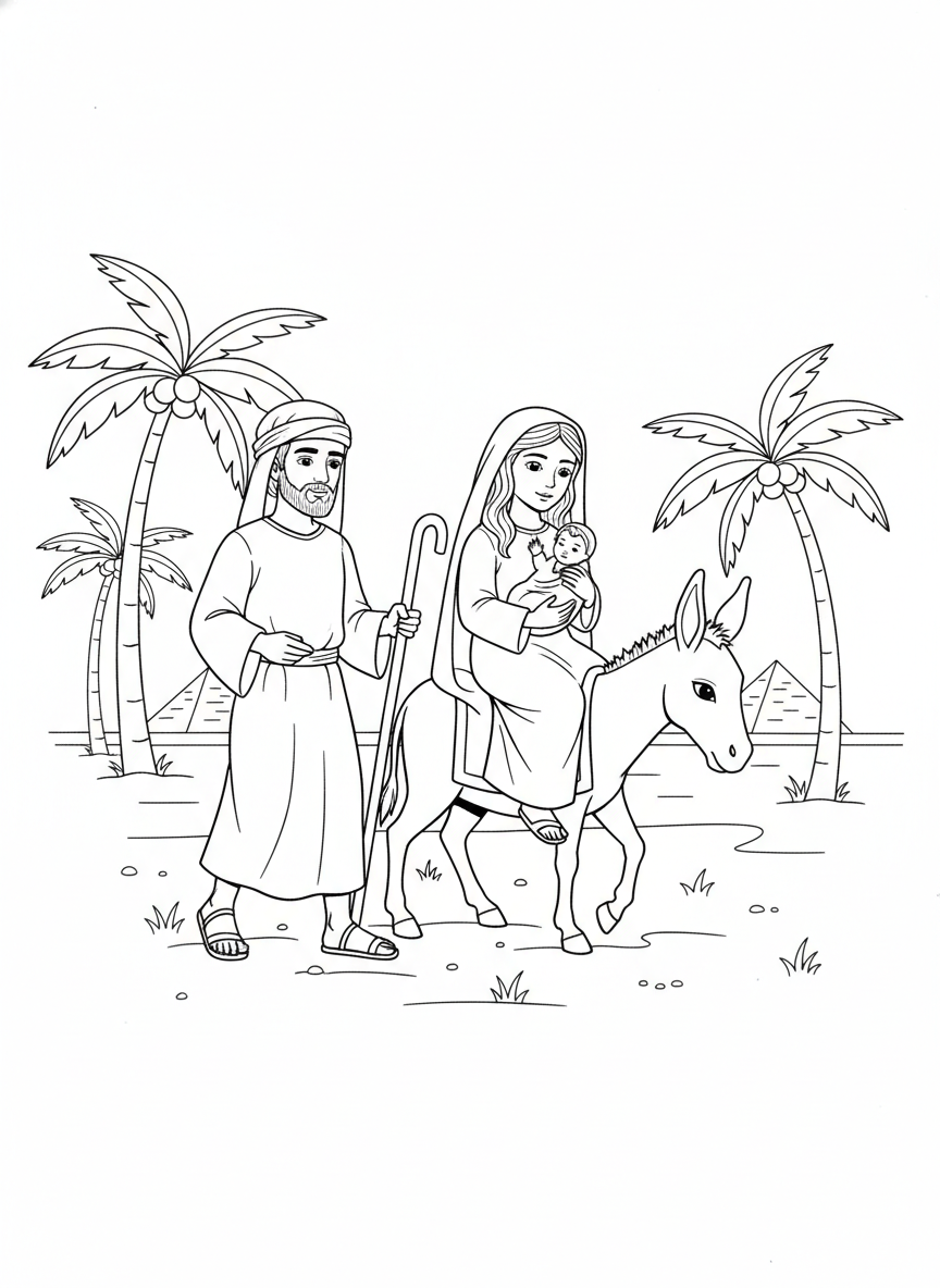 Desenho para colorir: a fuga para o Egito