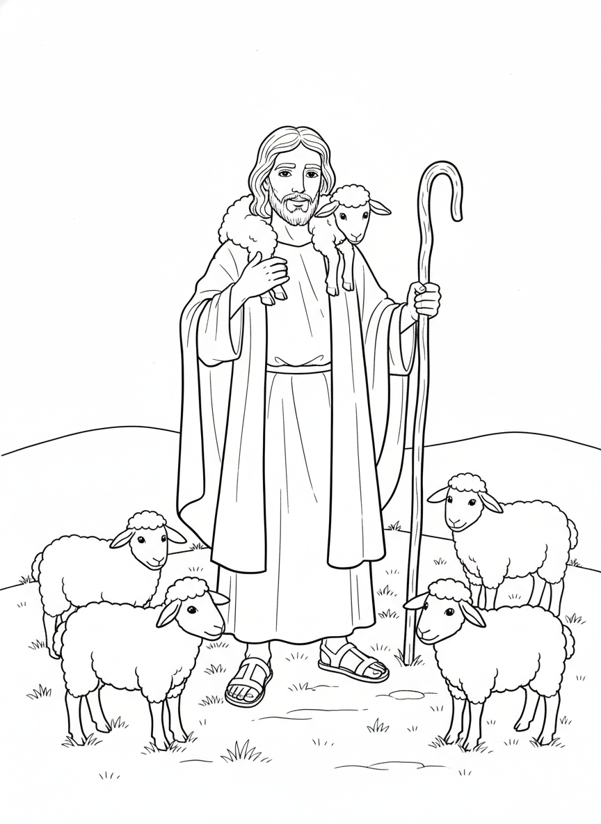 Desenho para colorir: o Bom Pastor