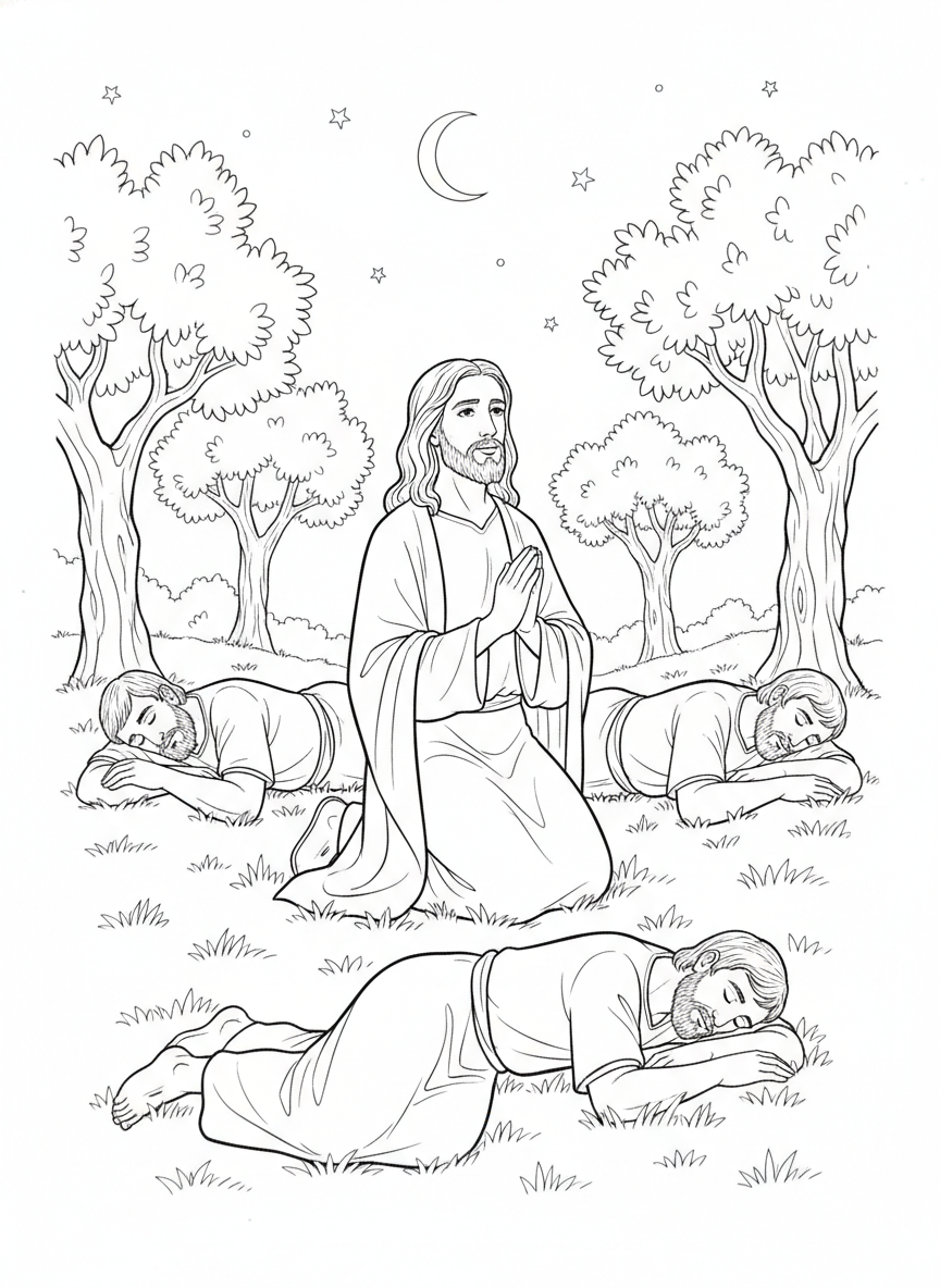 Desenho para colorir: oração no Getsêmani