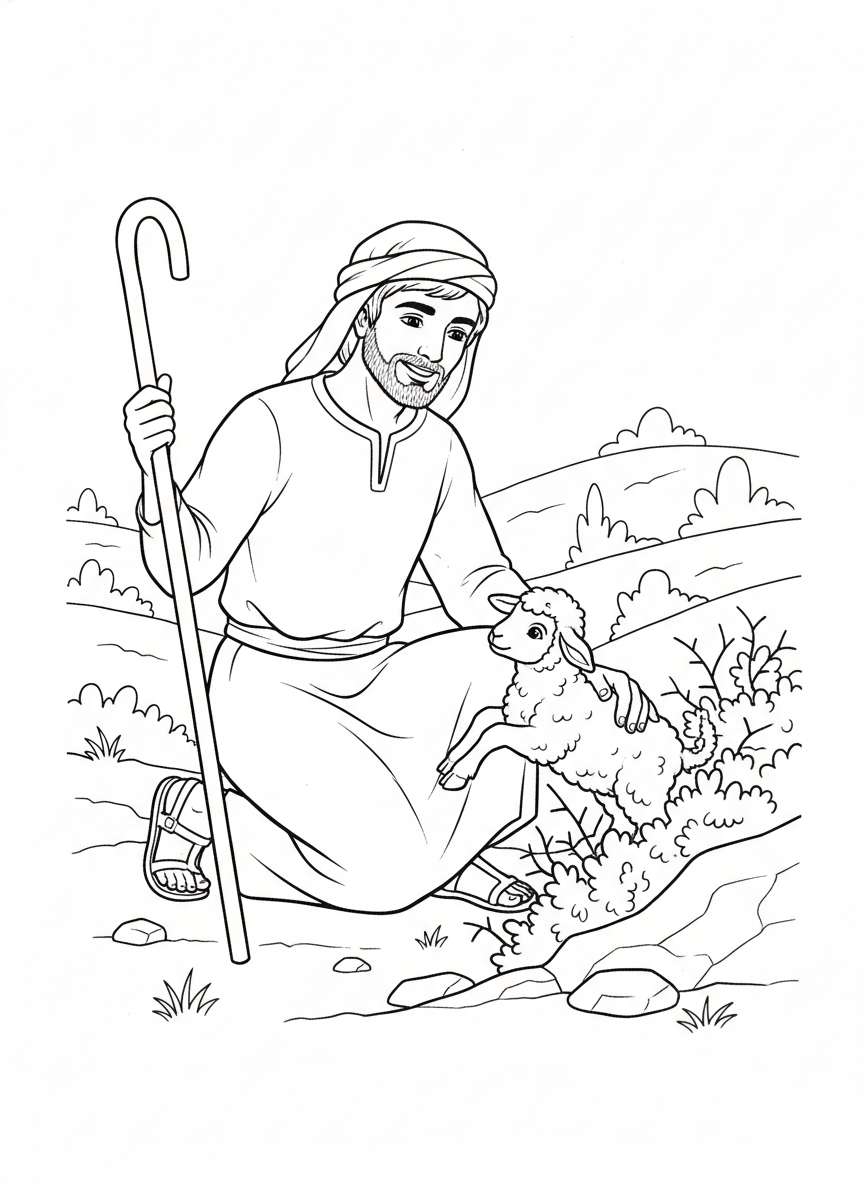 Desenho para colorir: a ovelha perdida